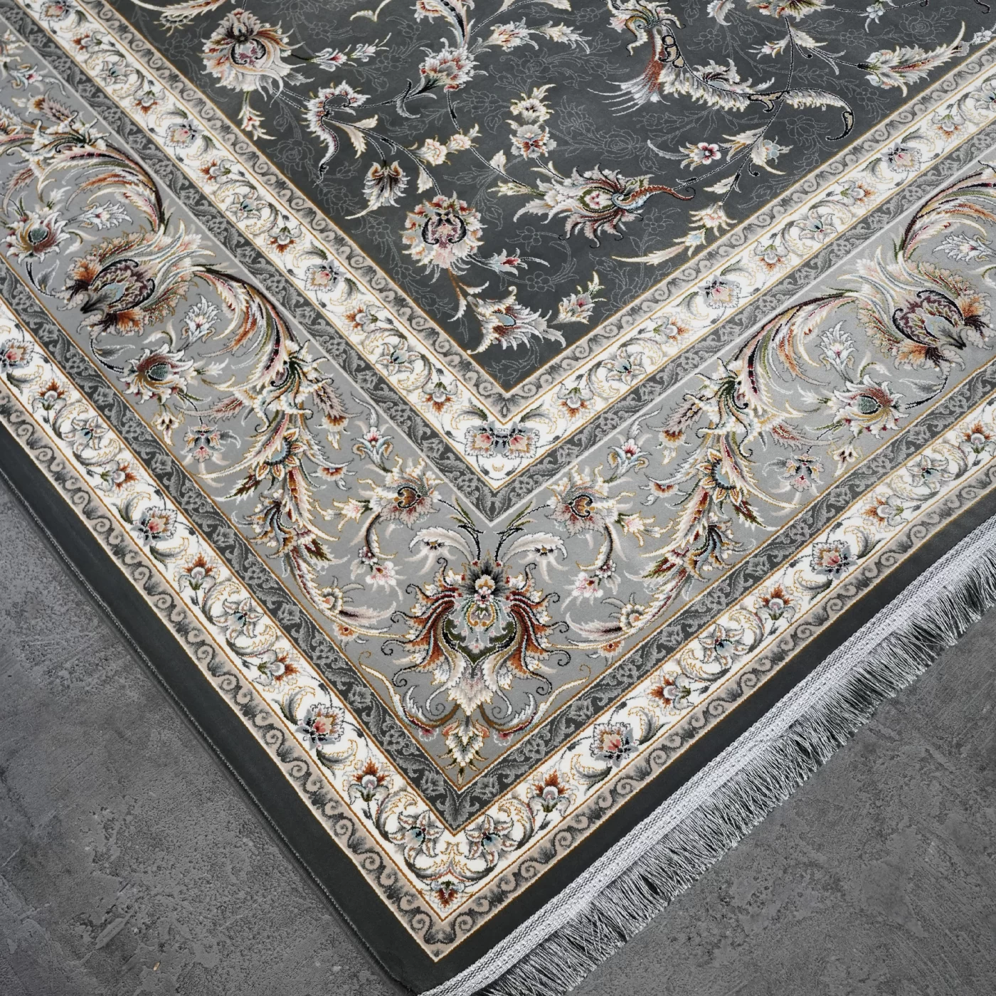 فرش ماشینی 1200 شانه تراکم 3600 گل برجسته طرح سماع دلفینی