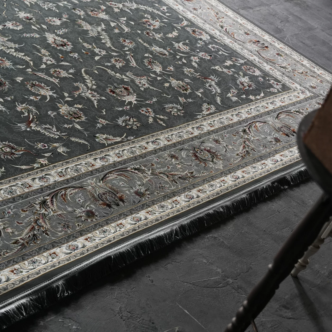 فرش ماشینی 1200 شانه تراکم 3600 گل برجسته طرح سماع دلفینی