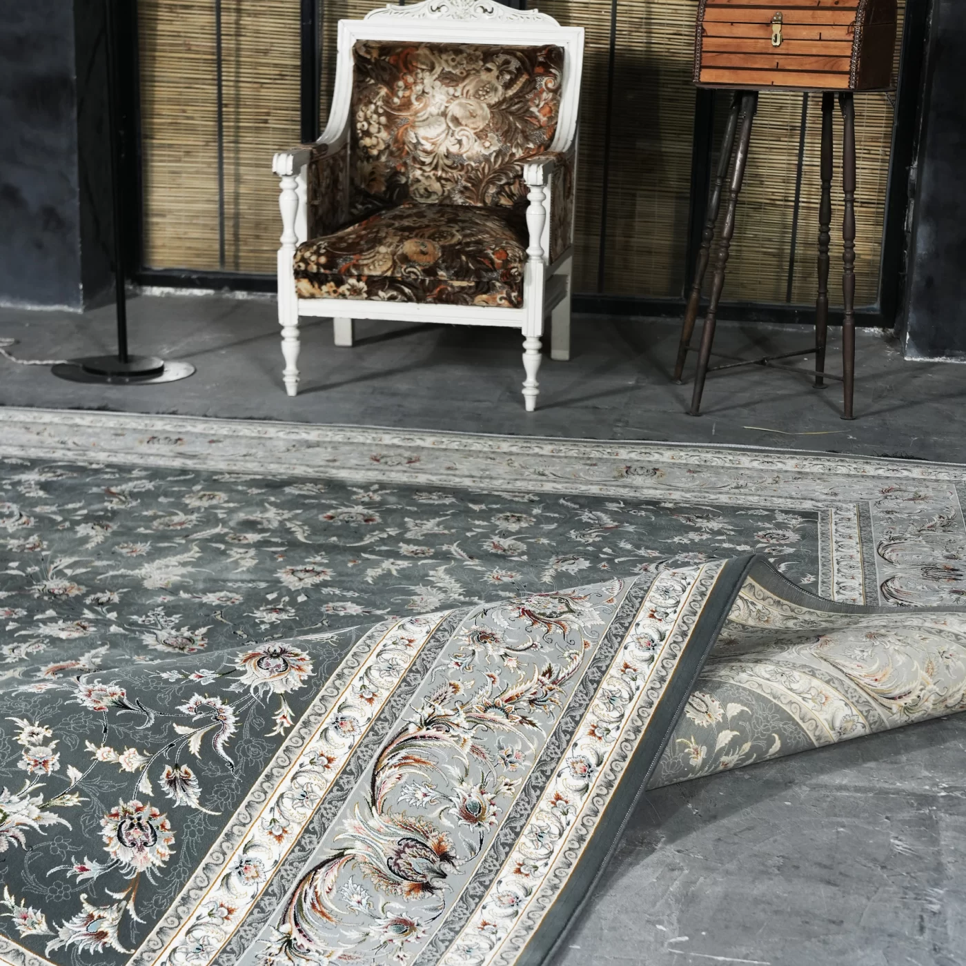 فرش ماشینی 1200 شانه تراکم 3600 گل برجسته طرح سماع دلفینی