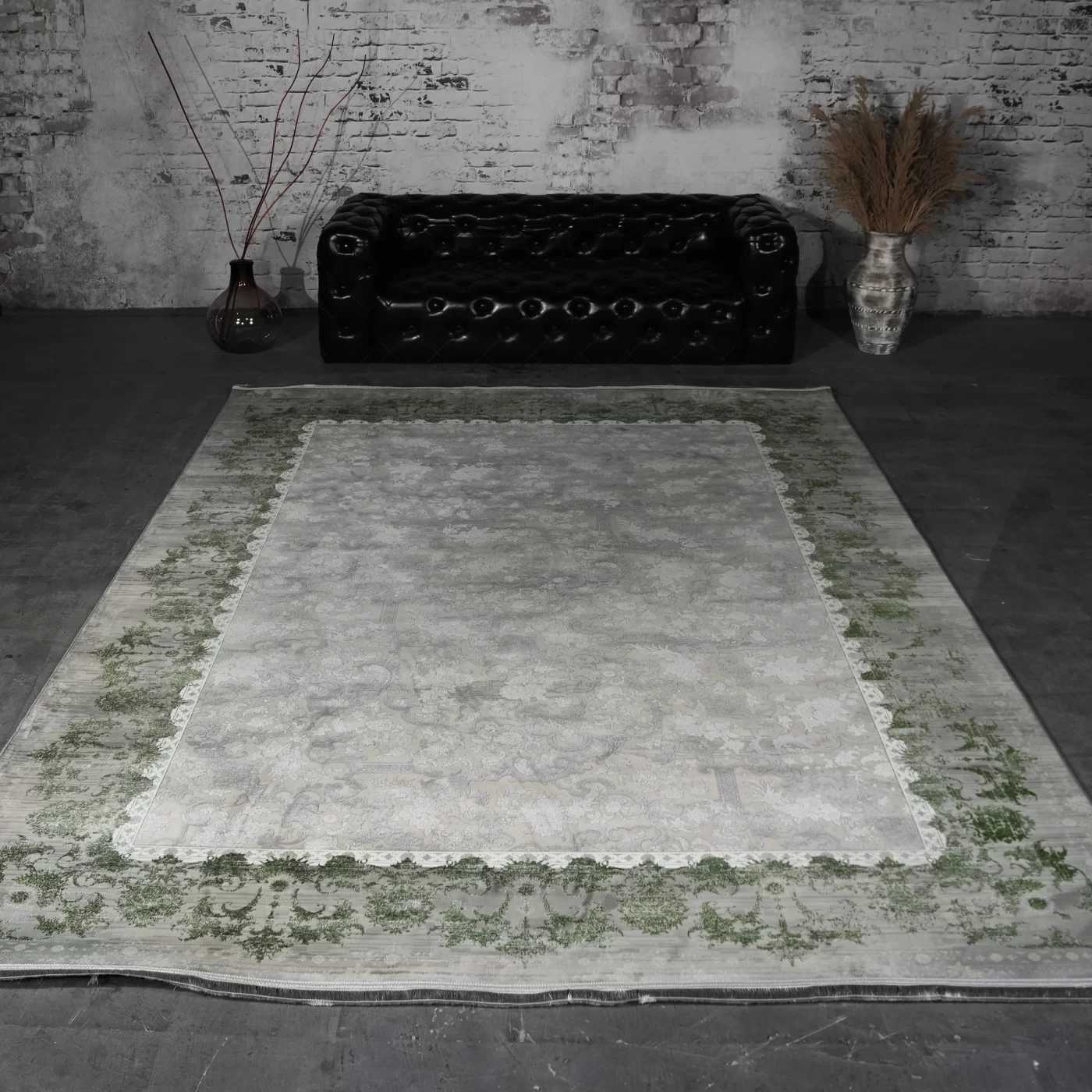 فرش ماشینی 1200 شانه تراکم 3600 گل برجسته طرح صنو بر بژ