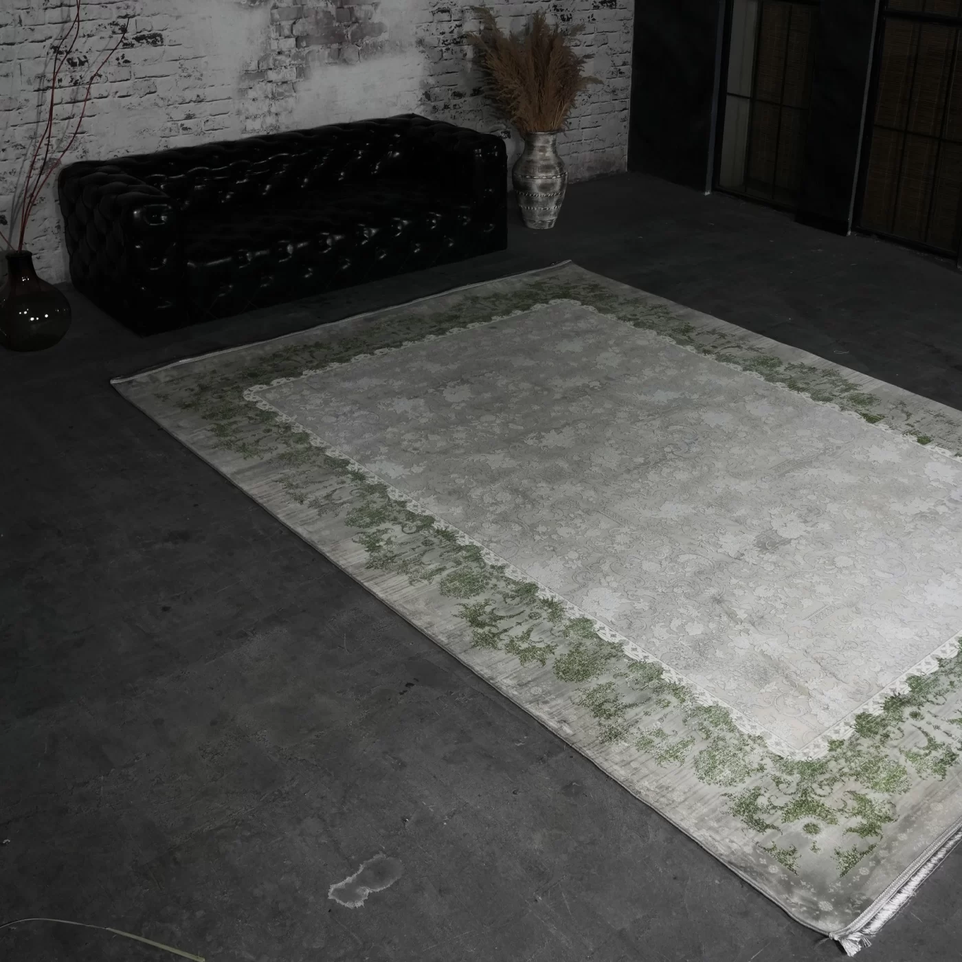 فرش ماشینی 1200 شانه تراکم 3600 گل برجسته طرح صنو بر بژ