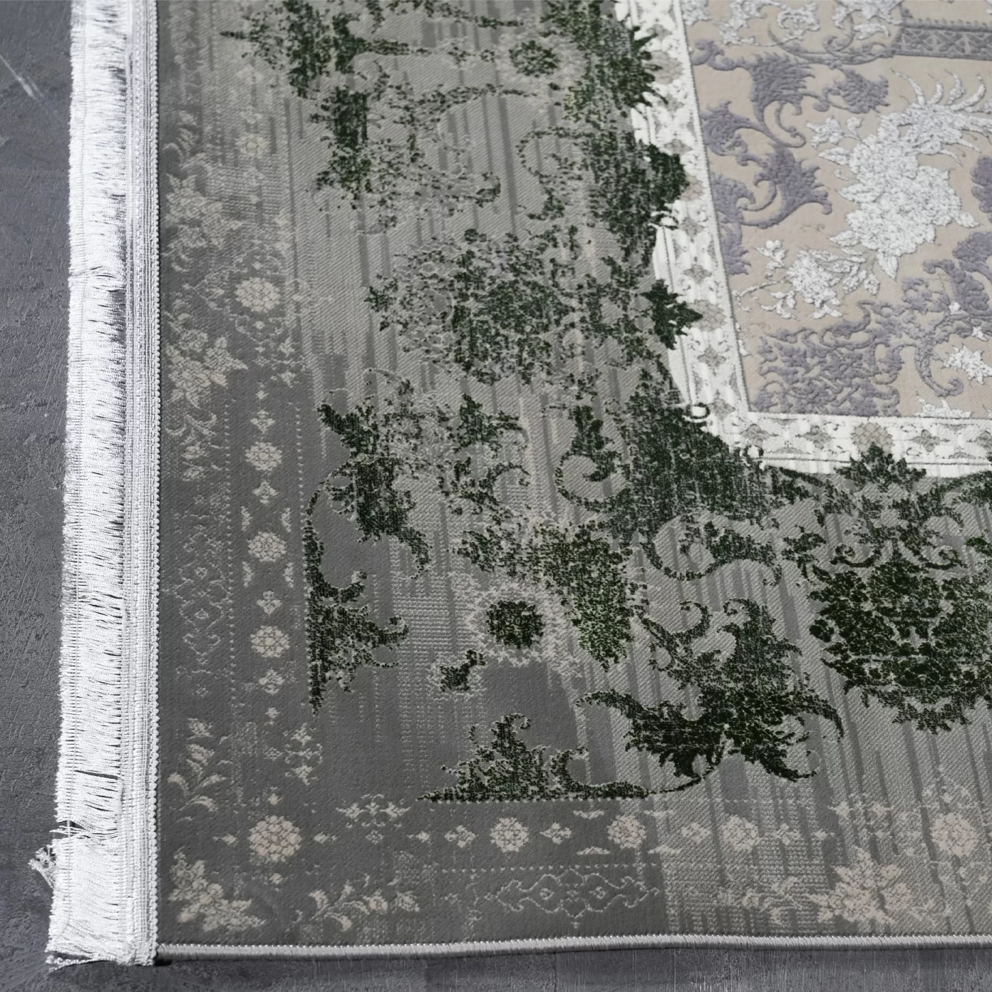 فرش ماشینی 1200 شانه تراکم 3600 گل برجسته طرح صنو بر بژ