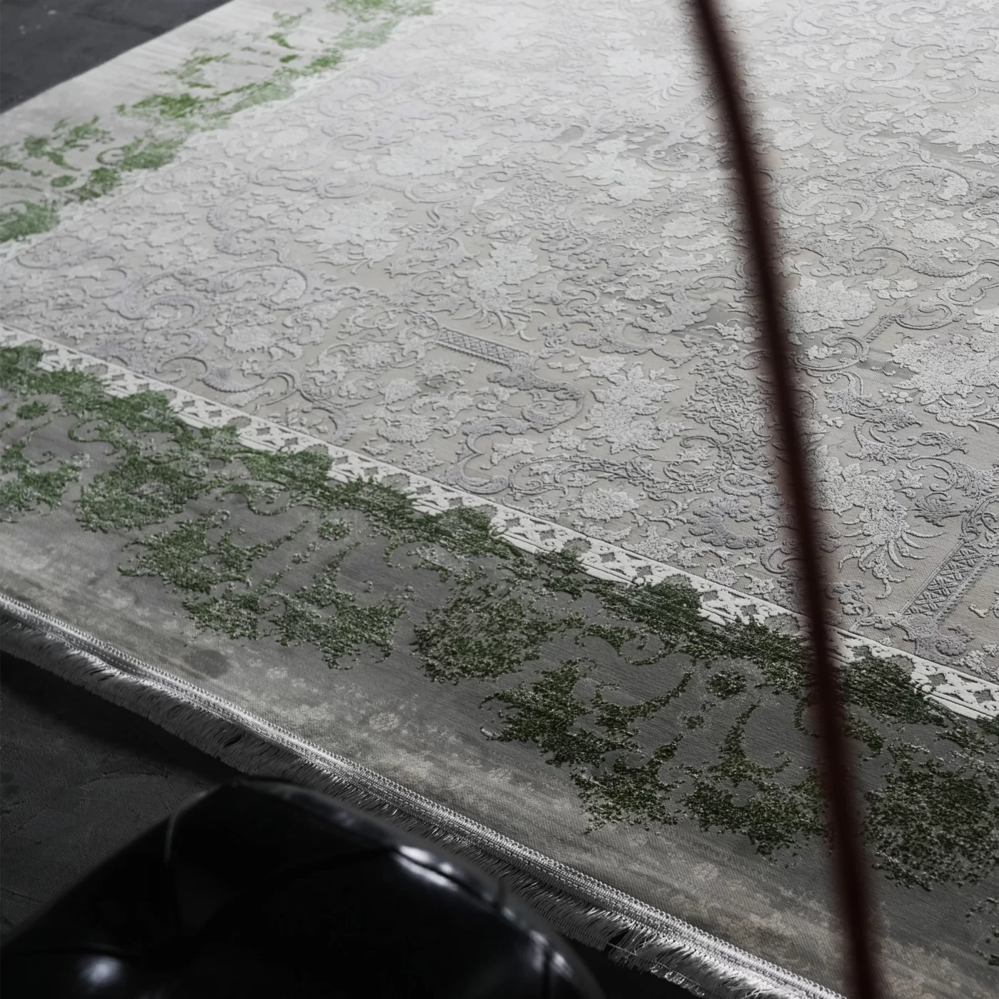 فرش ماشینی 1200 شانه تراکم 3600 گل برجسته طرح صنو بر بژ