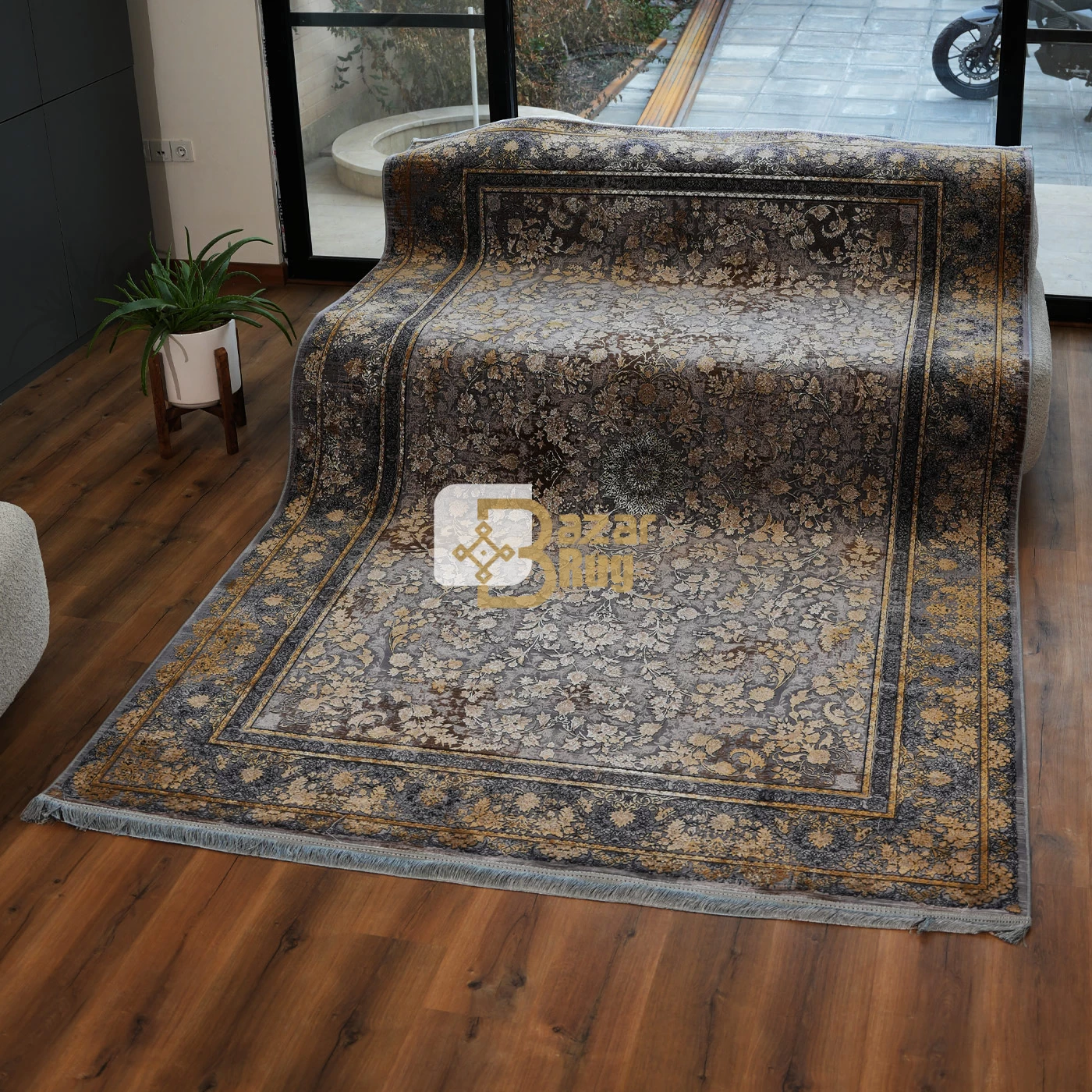  فرش ماشینی ۱۲۰۰ شانه تراکم ۳۶۰۰ گل برجسته طرح سوین دلفینی