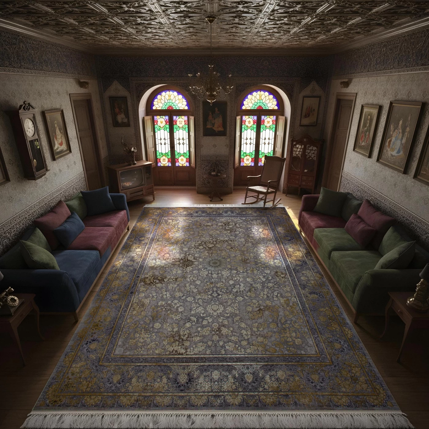  فرش ماشینی ۱۲۰۰ شانه تراکم ۳۶۰۰ گل برجسته طرح سوین دلفینی