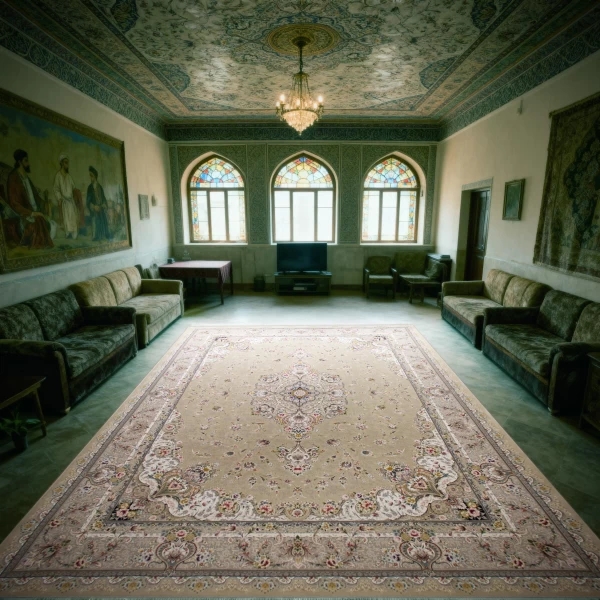 Machine Made Rug 1200 Reeds Density 3600 High Relief Design Shaqayeq Beige