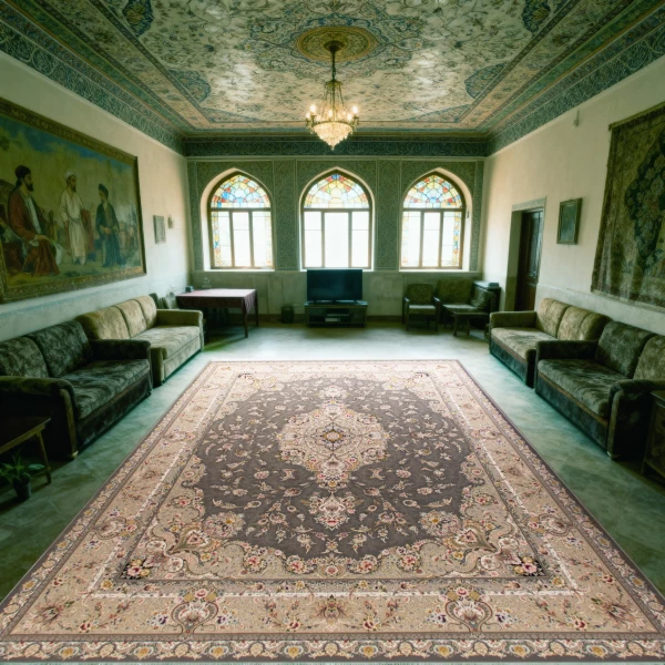 Machine Made Rug 1200 Reeds Density 3600 High Relief Design Shaqayeq Smoky Gray