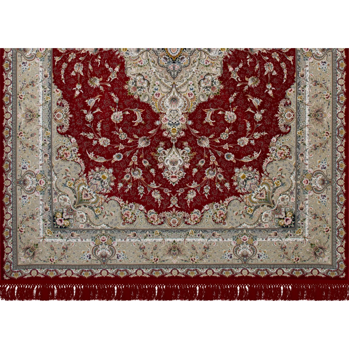 فرش ماشینی ۱۲۰۰ شانه تراکم ۳۶۰۰ گل برجسته طرح شقایق لاکی