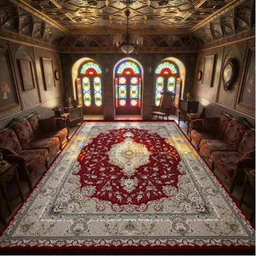 فرش ماشینی ۱۲۰۰ شانه تراکم ۳۶۰۰ گل برجسته طرح شقای...