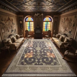 فرش ماشینی 1200 شانه تراکم 3600گل برجسته طرح سوگل دلفینی