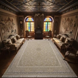 فرش ماشینی 1200 شانه تراکم 3600گل برجسته طرح سوگل صدفی