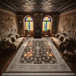 فرش ماشینی 1200 شانه تراکم 3600گل برجسته طرح سوگل شکلاتی