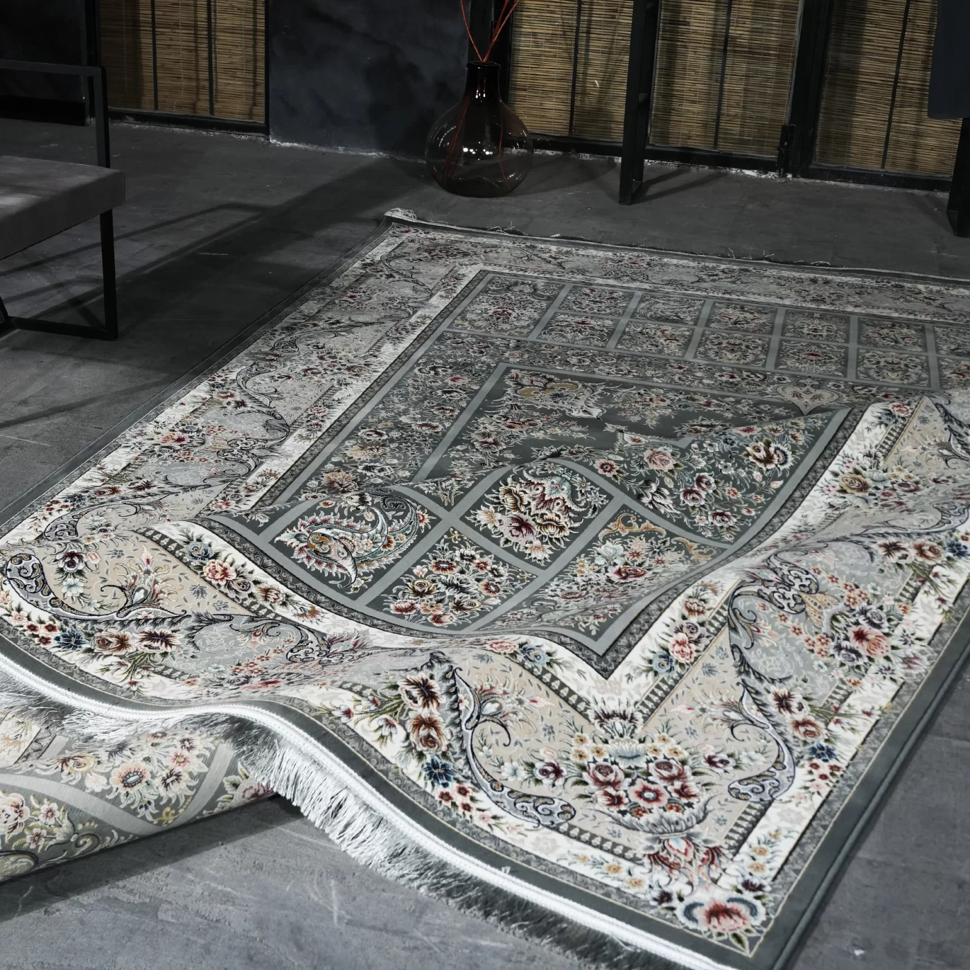 فرش ماشینی 1200 شانه تراکم 3600 گل برجسته طرح شور انگیز دلفینی