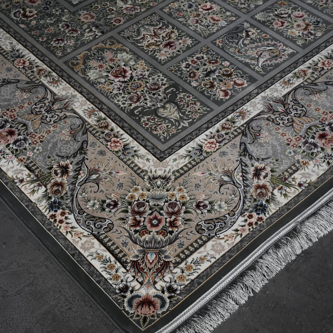 فرش ماشینی 1200 شانه تراکم 3600 گل برجسته طرح شور انگیز دلفینی