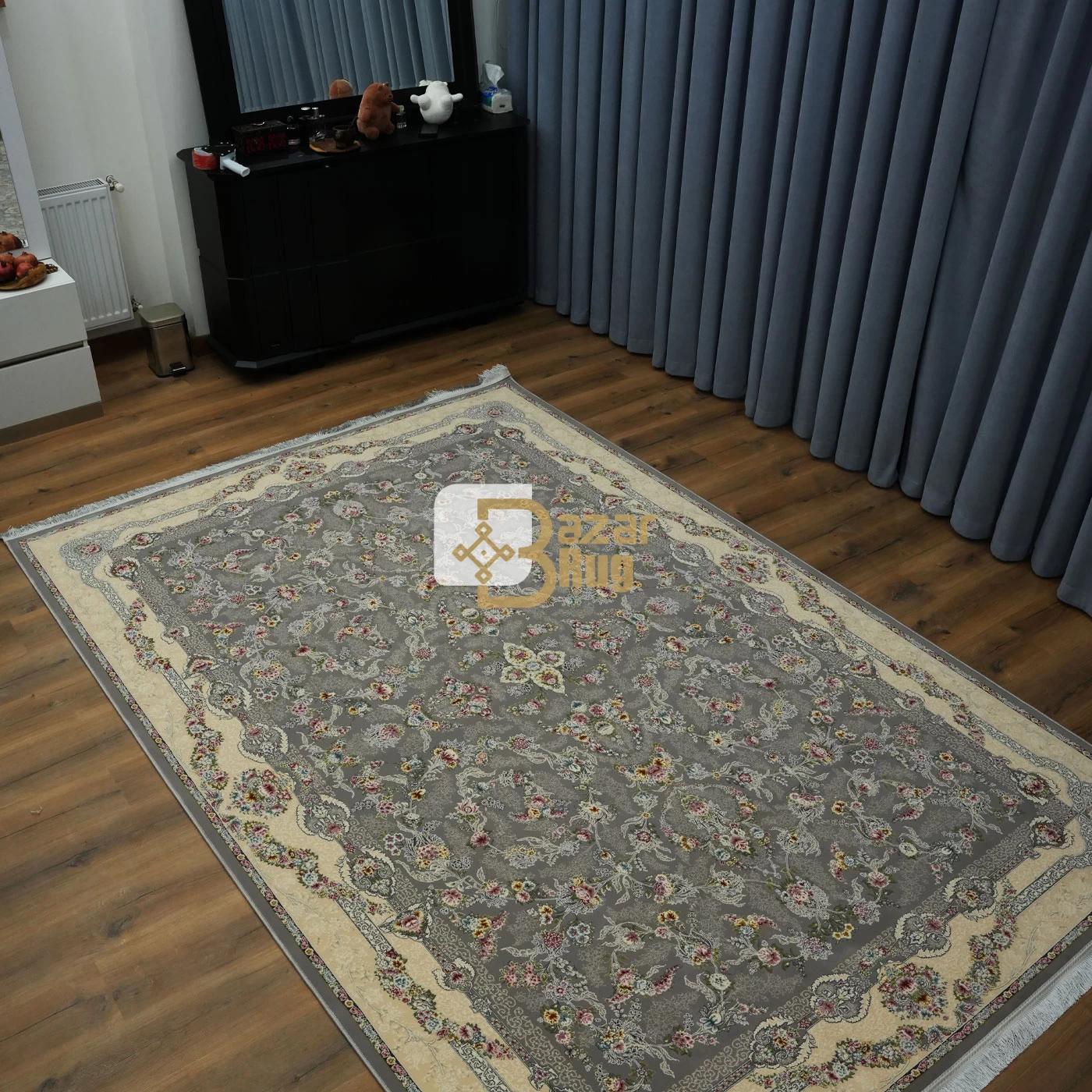 فرش ماشینی 1200 شانه تراکم 3600 طرح سوسن فیلی