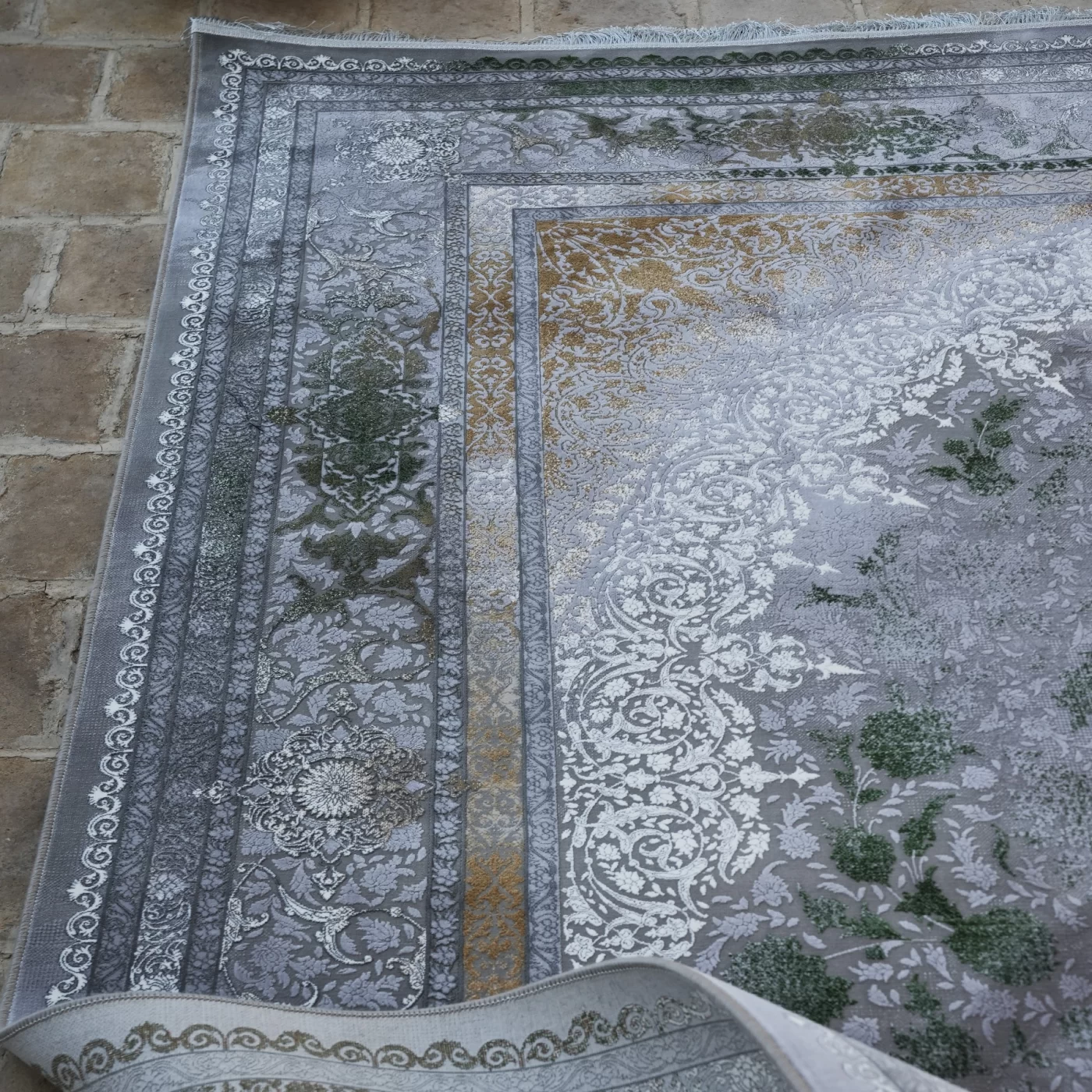 فرش ماشینی 1200 شانه تراکم 3600 گل برجسته طرح سپهر فیلی