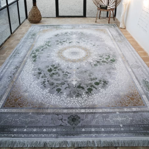 فرش ماشینی 1200 شانه تراکم 3600 گل برجسته طرح سپهر فیلی