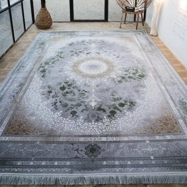 فرش ماشینی 1200 شانه تراکم 3600 گل برجسته طرح سپهر فیلی