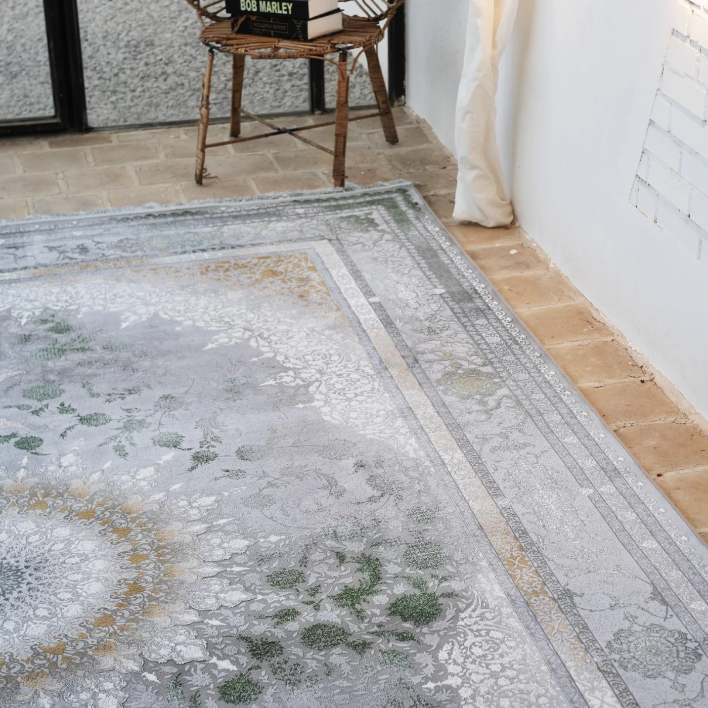 فرش ماشینی 1200 شانه تراکم 3600 گل برجسته طرح سپهر فیلی