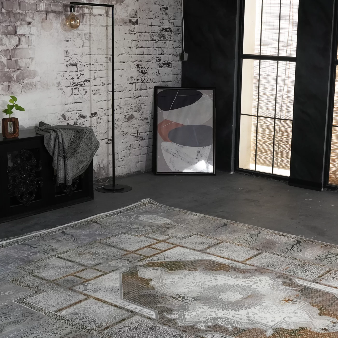 فرش ماشینی 1200 شانه تراکم 3600 گل برجسته طرح سپیدار بژ