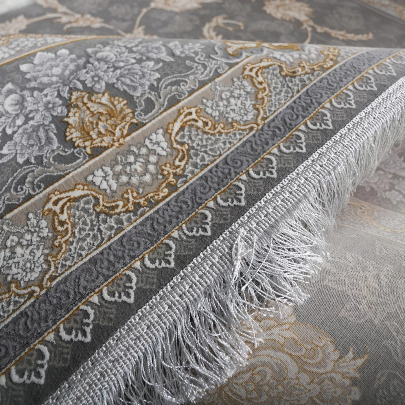 فرش ماشینی 1200 شانه تراکم 3600 گل برجسته طرح تارا دلفینی