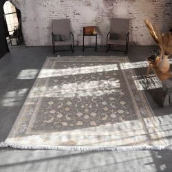 فرش ماشینی 1200 شانه تراکم 3600 گل برجسته طرح تارا دلفینی - بازارفرش - فرش 1200 شانه