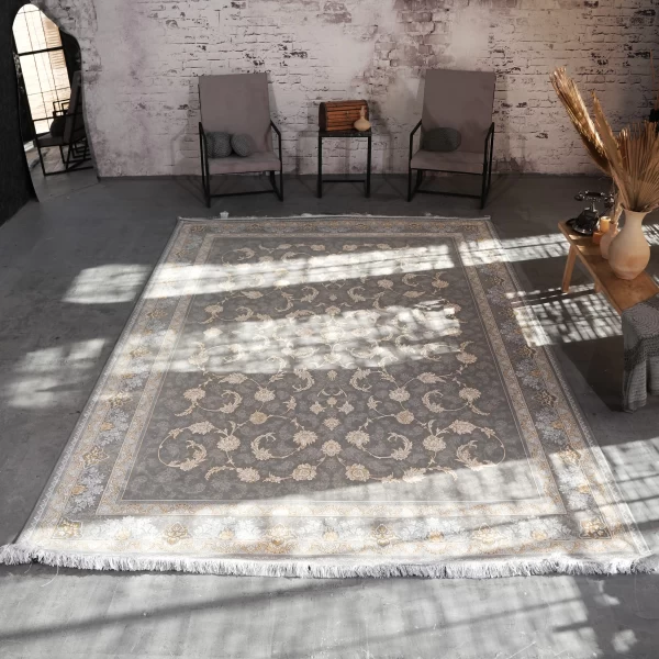 فرش ماشینی 1200 شانه تراکم 3600 گل برجسته طرح تارا دلفینی