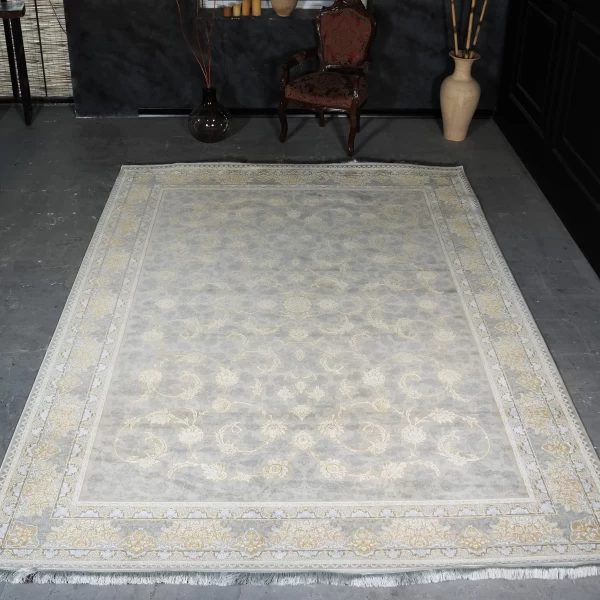 فرش ماشینی 1200 شانه تراکم 3600 گل برجسته طرح تارا فیلی