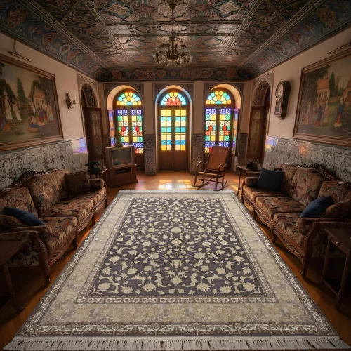 	فرش ماشینی 1200 شانه تراکم 3600 گل برجسته طرح تینا دلفینی