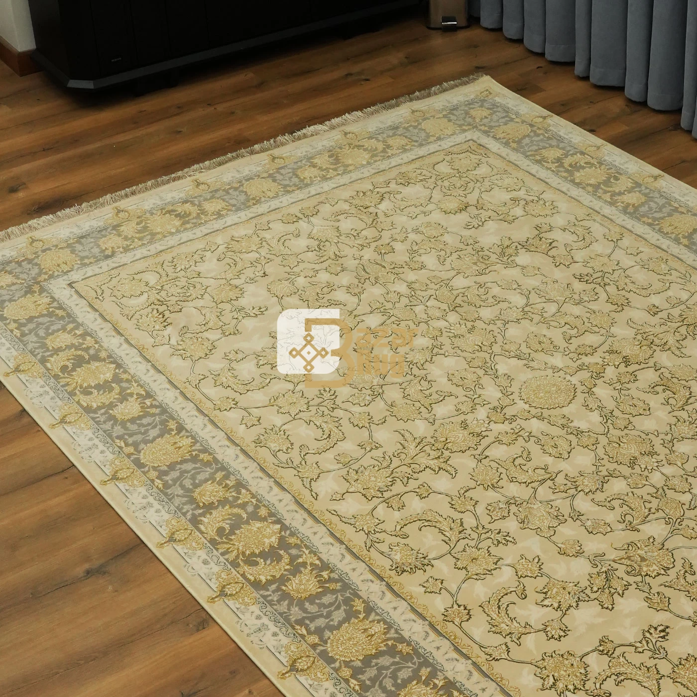 فرش ماشینی 1200 شانه تراکم 3600 طرح توتیا کرم