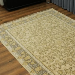 Machine made carpet 1200 reeds 3600 density  Tootia design cream color - Bazar Rug - 1200 Reeds Machine Made Carpet