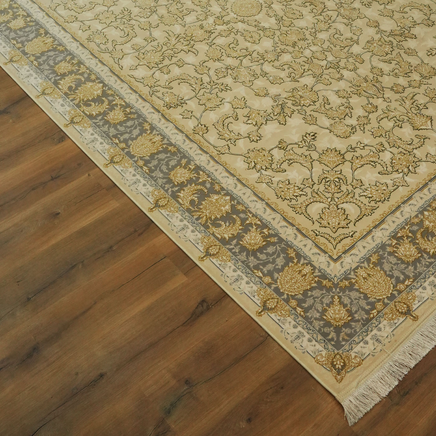 فرش ماشینی 1200 شانه تراکم 3600 طرح توتیا کرم