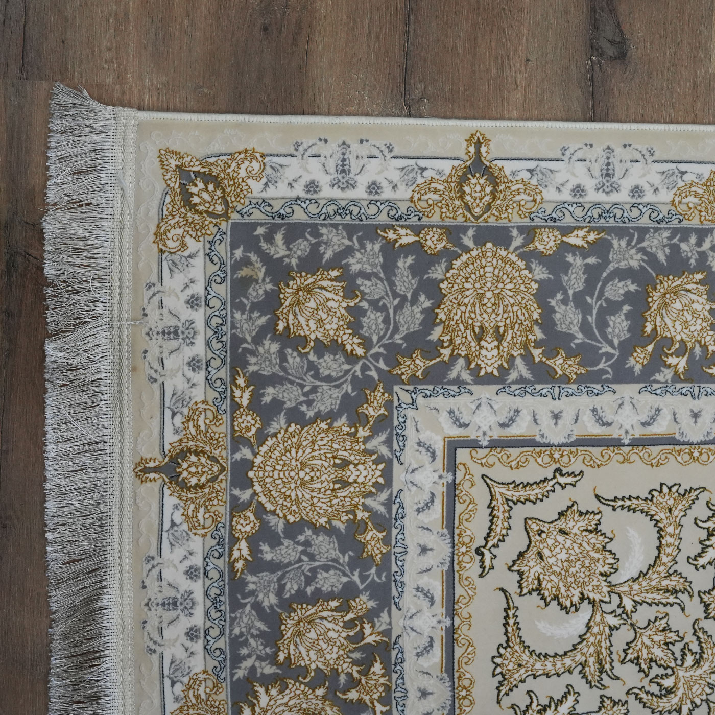 فرش ماشینی 1200 شانه تراکم 3600 طرح توتیا کرم