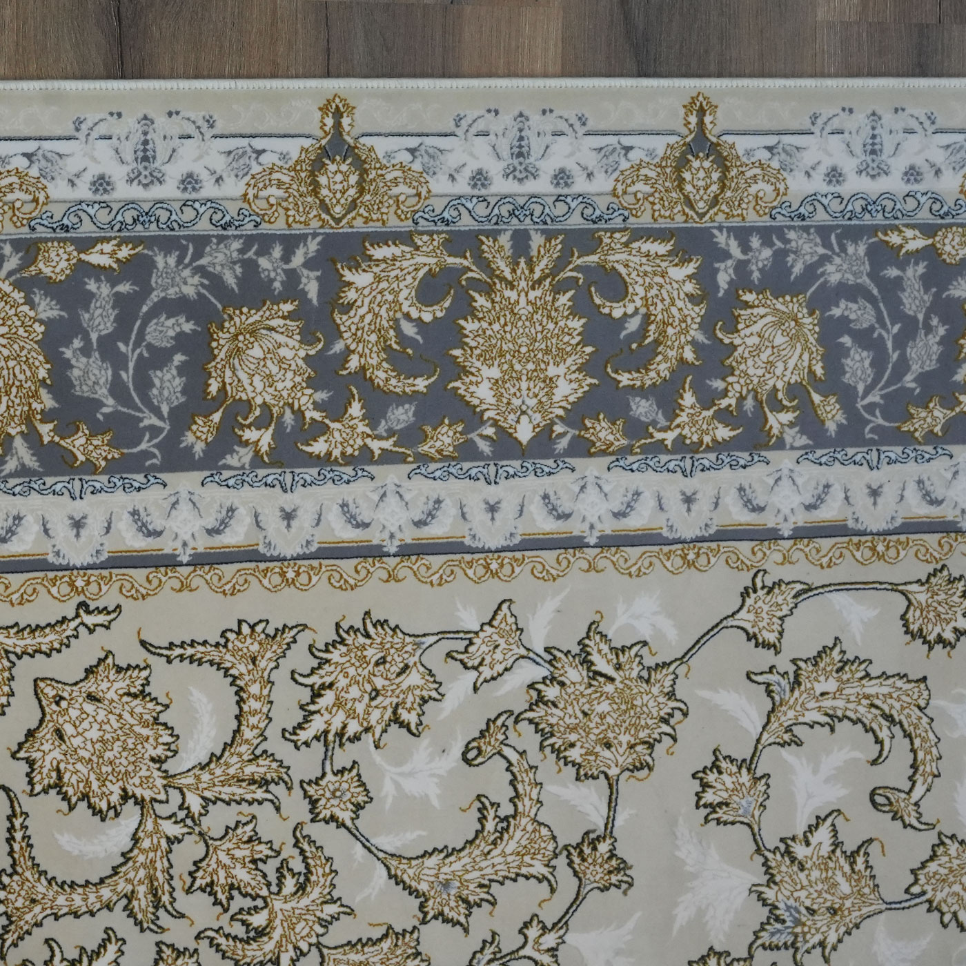 فرش ماشینی 1200 شانه تراکم 3600 طرح توتیا کرم