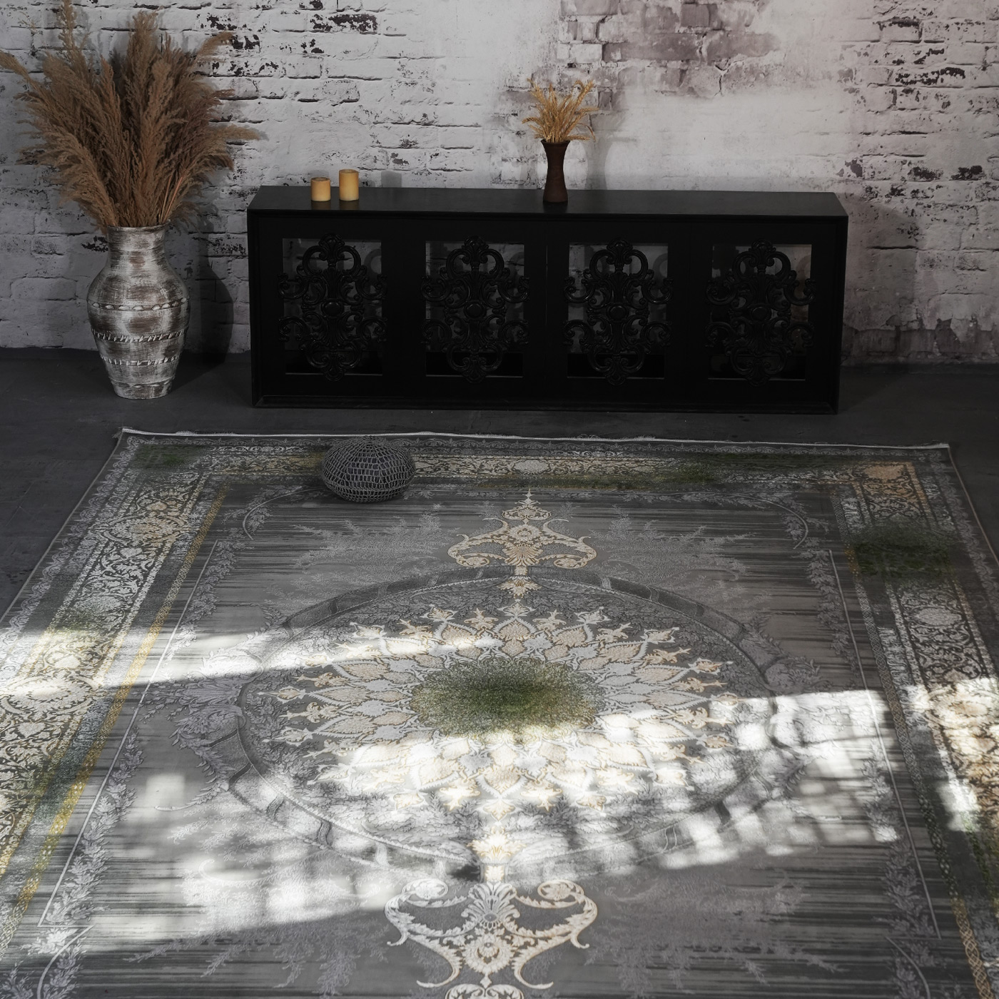 فرش ماشینی 1200 شانه تراکم 3600 گل برجسته طرح ونیز فیلی