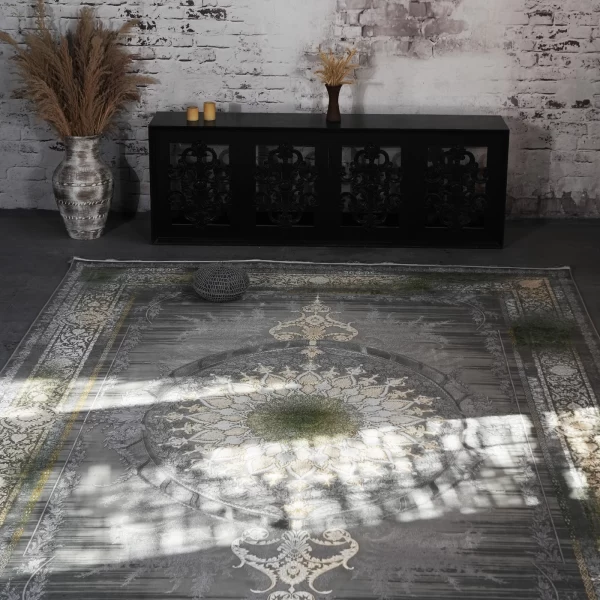 فرش ماشینی 1200 شانه تراکم 3600 گل برجسته طرح ونیز فیلی