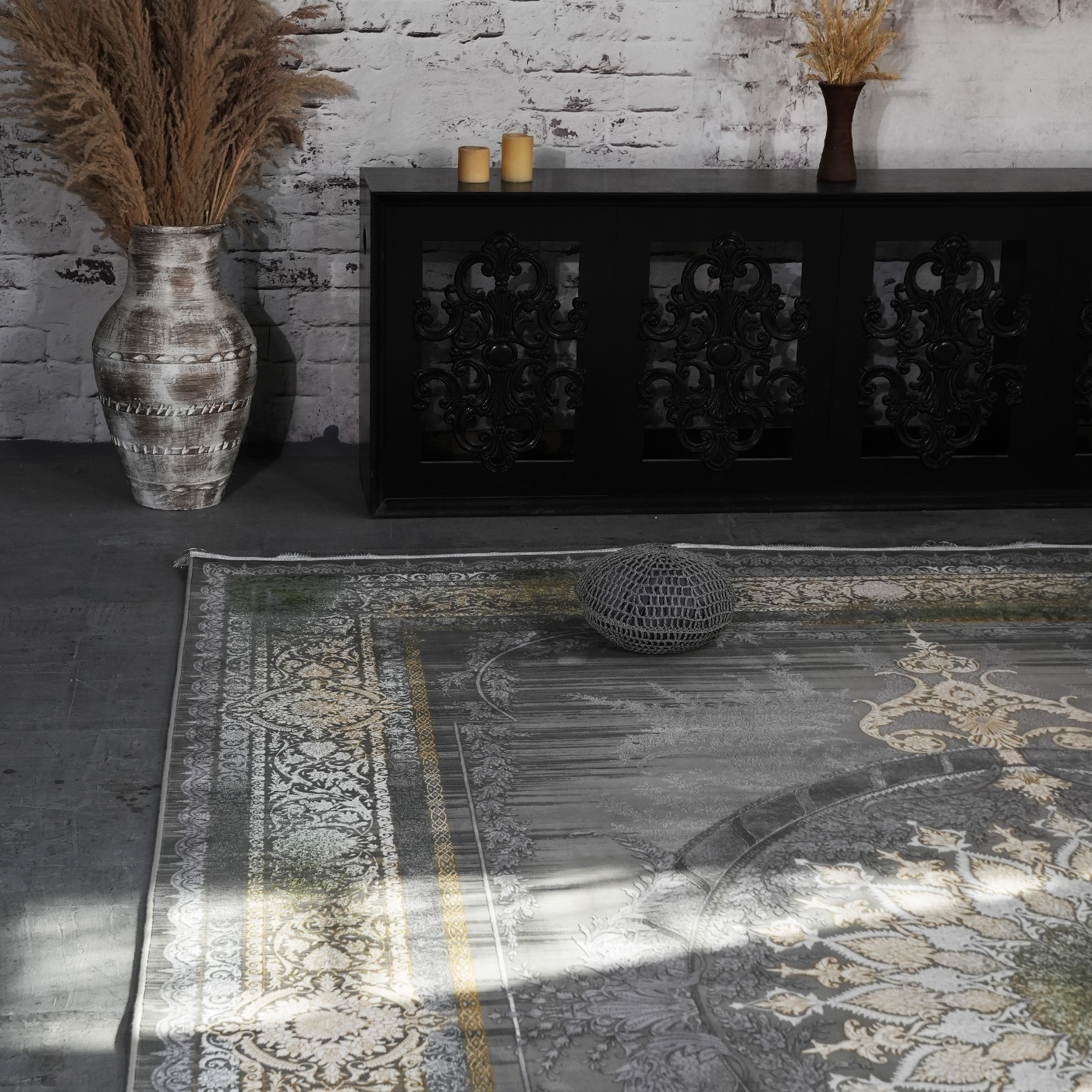 فرش ماشینی 1200 شانه تراکم 3600 گل برجسته طرح ونیز فیلی