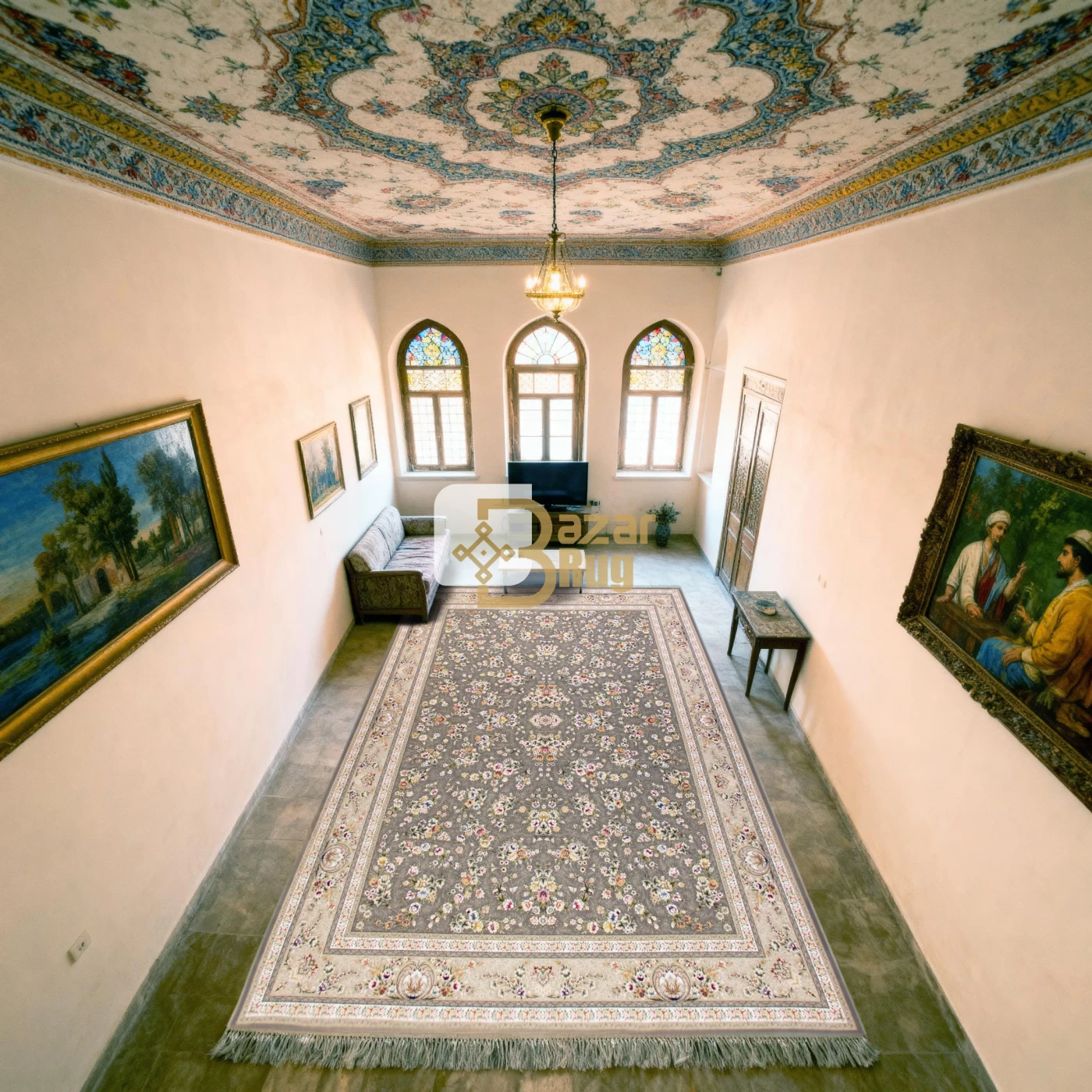 فرش ماشینی ۱۲۰۰ شانه تراکم ۳۶۰۰ گل برجسته طرح یاشار دودی