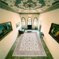 فرش ماشینی ۱۲۰۰ شانه تراکم ۳۶۰۰ گل برجسته طرح یاشار کرم - بازارفرش - فرش 1200 شانه