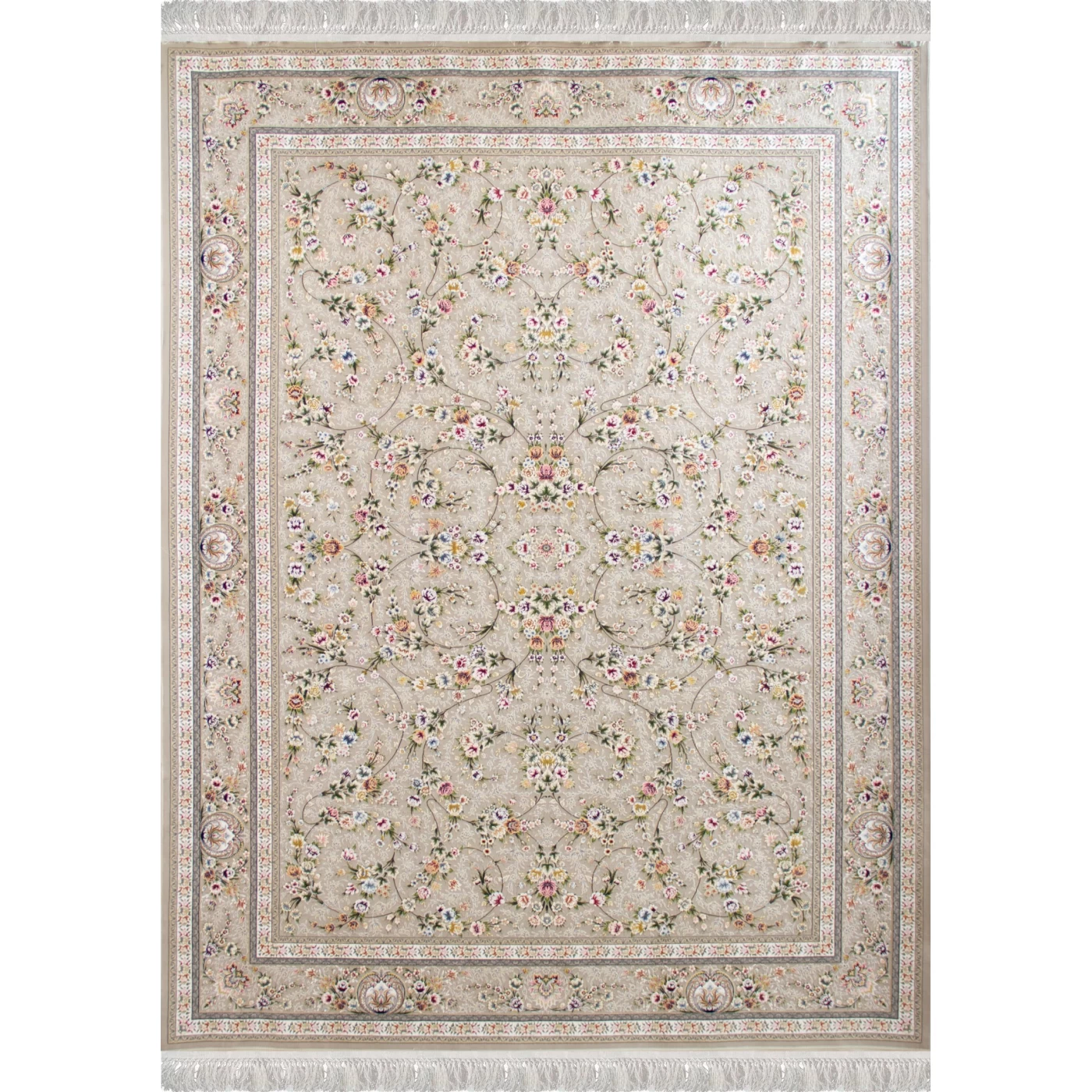 فرش ماشینی ۱۲۰۰ شانه تراکم ۳۶۰۰ طرح یاشار نقره‌ای