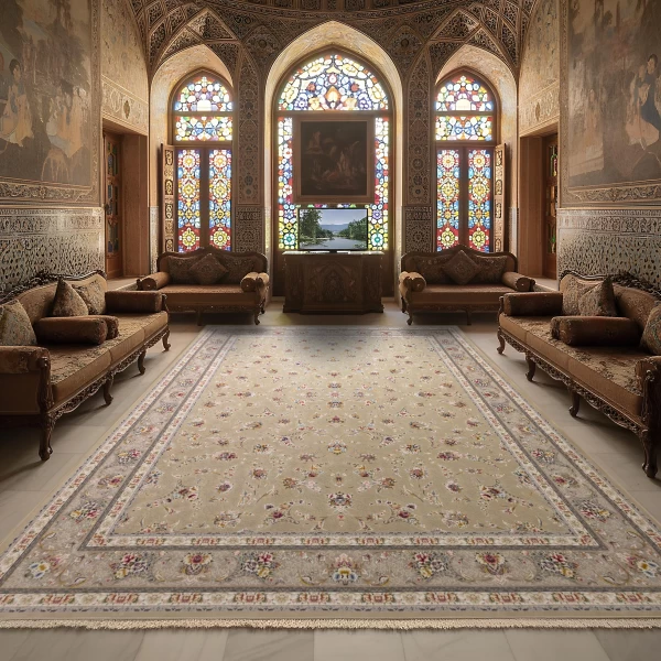 Machine Made Rug 1200 Reeds Density 3600 High Relief Zar Negar Silver