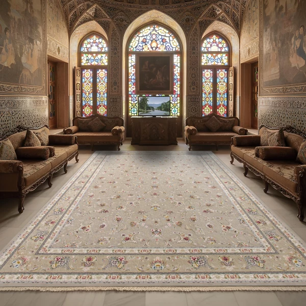 Machine Made Rug 1200 Reeds Density 3600 High Relief Zar Negar Beige