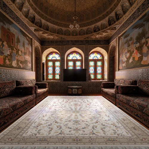 فرش ماشینی ۱۲۰۰ شانه تراکم ۳۶۰۰ گل برجسته طرح باغ مینو کرم