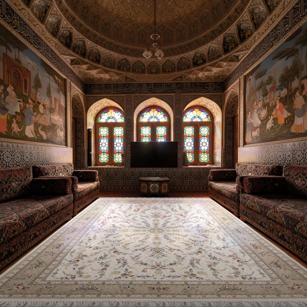 Machine Made Rug 1200 Reeds Density 3600 High Relief Bagh Mino Cream