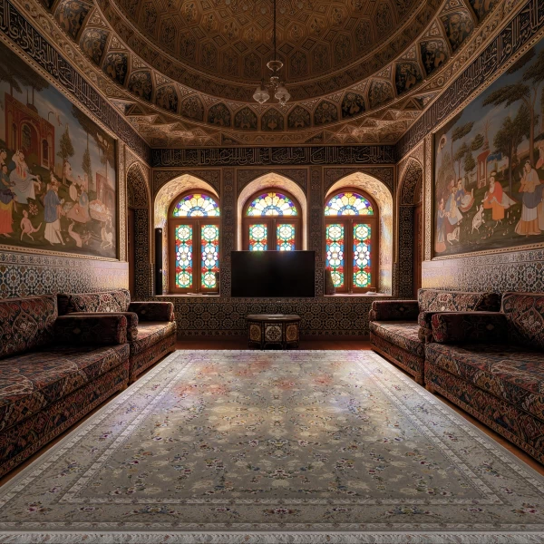 Machine Made Rug 1200 Reeds Density 3600 High Relief Design Bagh Mino Silver