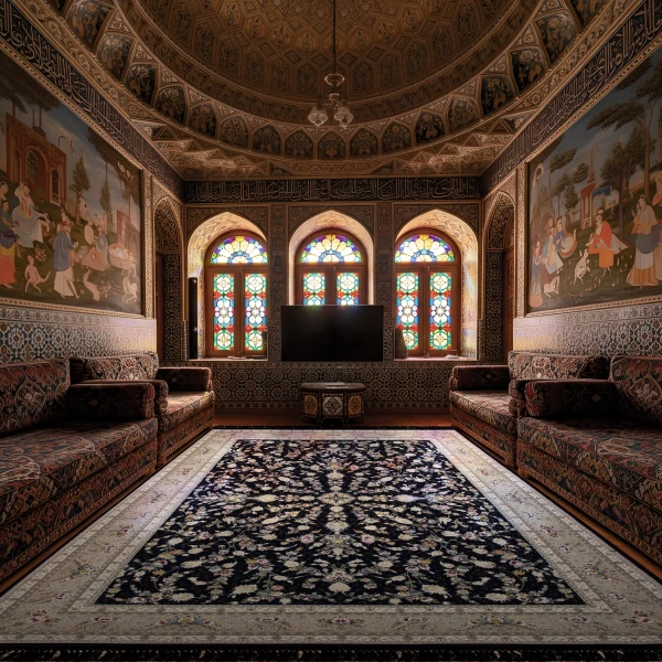 Machine Made Rug 1200 Reeds Density 3600 High Relief Bagh Mino Navy