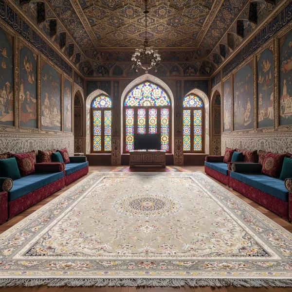 Machine Made Rug 1200 Reeds Density 3600 High Relief Design Bardia Beige