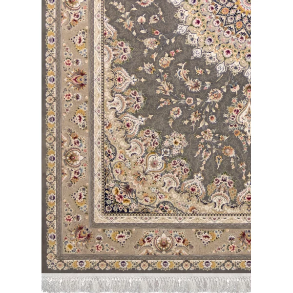 فرش ماشینی ۱۲۰۰ شانه تراکم ۳۶۰۰ گل برجسته طرح بردیا دودی