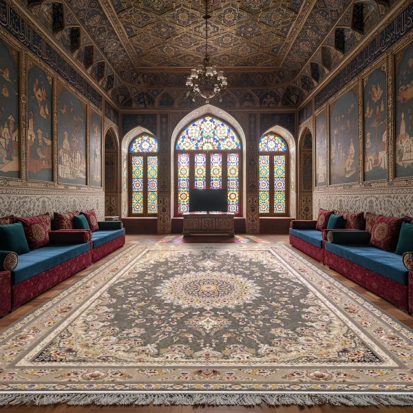 Machine Made Rug 1200 Reeds Density 3600 High Relief Design Bardia Gray