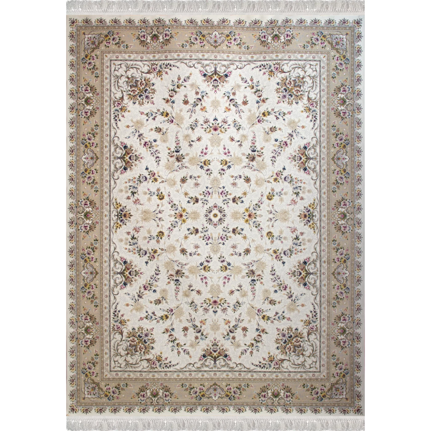 فرش ماشینی 1200 شانه تراکم 3600 طرح سروناز کرم